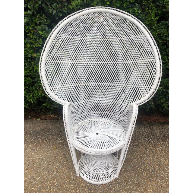 Vintage Large 60 Inch White Painted Wicker Peacock Chair Chairish