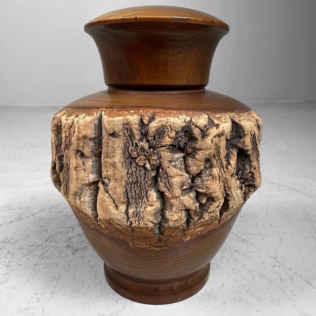 Brown Japanese Wooden Chazutsu Tea Caddy with Natural Bark, 1960s For Sale - Image 8 of 12
