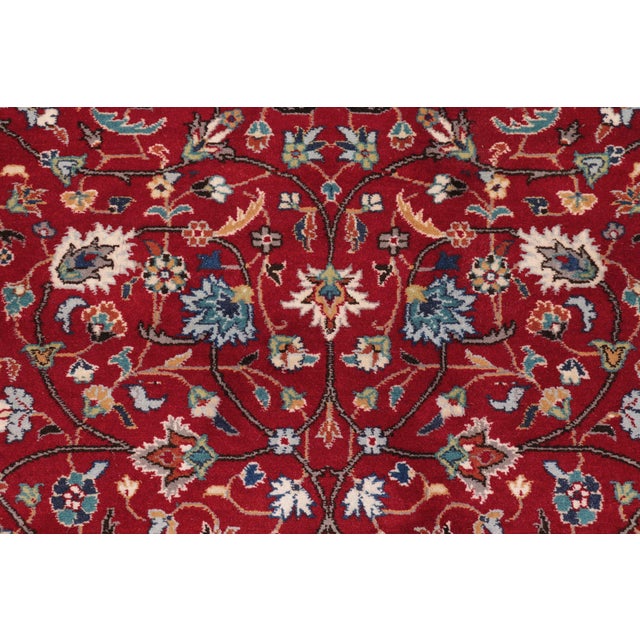 Shabby Chic 1990's Floral Pak-Persian Red/Teal Wool Rug- 9'0'' X 12'0'' For Sale - Image 4 of 9
