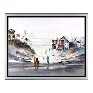 Late 20th Century At Waters Edge Watercolor Painting, John Ebner For Sale