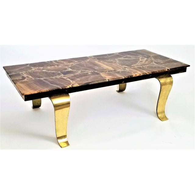 Onyx Coffee Table by Arturo Pani for Muller of Mexico Brass Marble