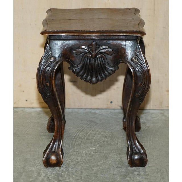 Hand Carved Hardwood Claw & Ball Side Tables, 1900s, Set of 2 For Sale - Image 14 of 18