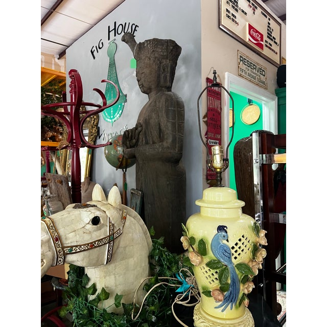 1970s Ceramic Detailed Table Lamp With Bird Accents- Condition Issues For Sale - Image 9 of 10