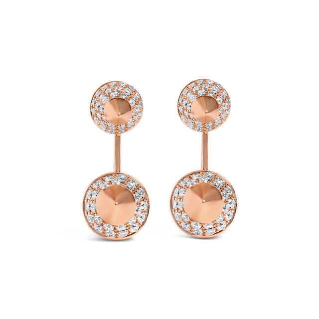 Immerse yourself in the enigmatic allure of these exquisite earrings, elegantly crafted from sumptuous 14K rose gold....