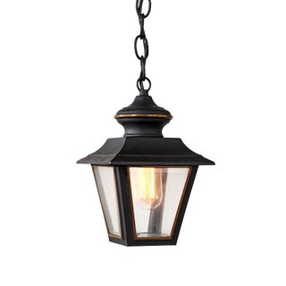 Early 20th Century English Traditional Black Metal Pendant Light With Beveled Glass Panels For Sale