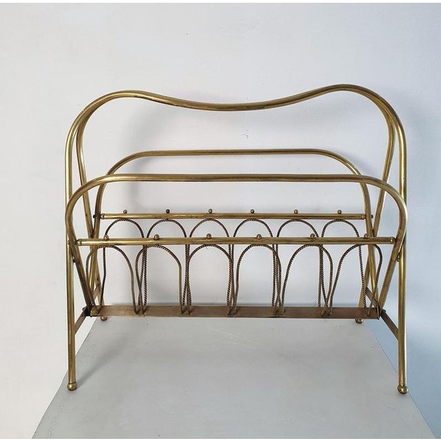 Midcentury Brass Magazine Rack, Italy, 1970s For Sale - Image 6 of 10