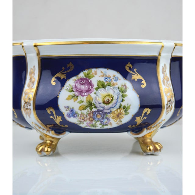 Cobalt Blue and Gilt Porcelain Jardinière, Portugal, 1950s For Sale - Image 9 of 14