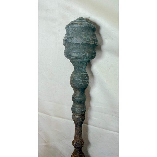 Antique 18th Century Wrought Iron Turned Brass English Fireplace Tongs Tool 12 For Sale - Image 4 of 12