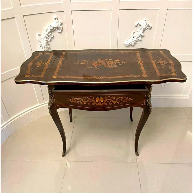 Antique French Rosewood Marquetry Inlaid Centre Table For Sale - Image 15 of 18