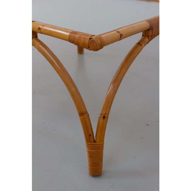 Danish Modern Square Rattan and Glass Coffee Table, 1960s For Sale - Image 11 of 15