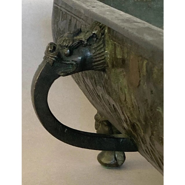 Japanese Fine Decorated Antique Japanese Bronze Planter, Suiban For Sale - Image 3 of 8
