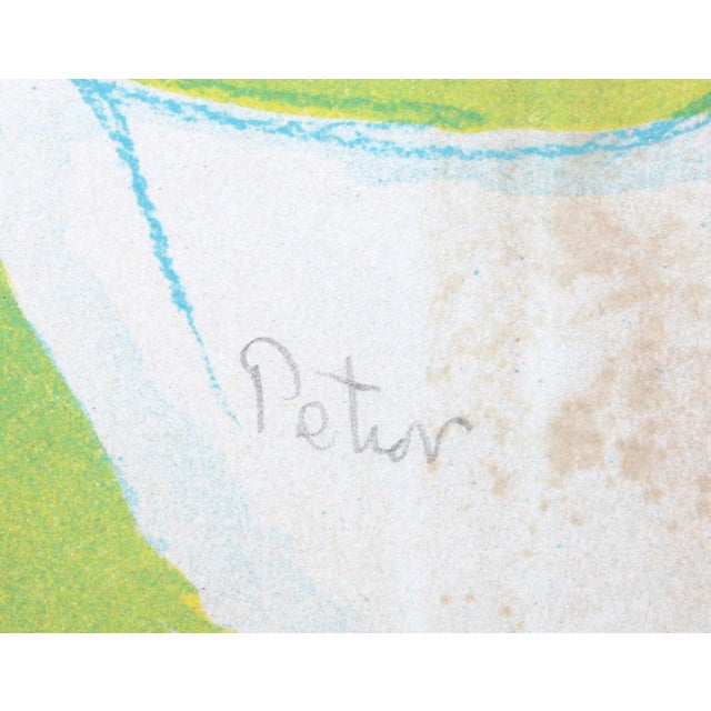 A lithograph by American artist Dimitri Petrov 1919 - 1986 that is titled ""Green Face Blowing Smoke" from 1975. This...