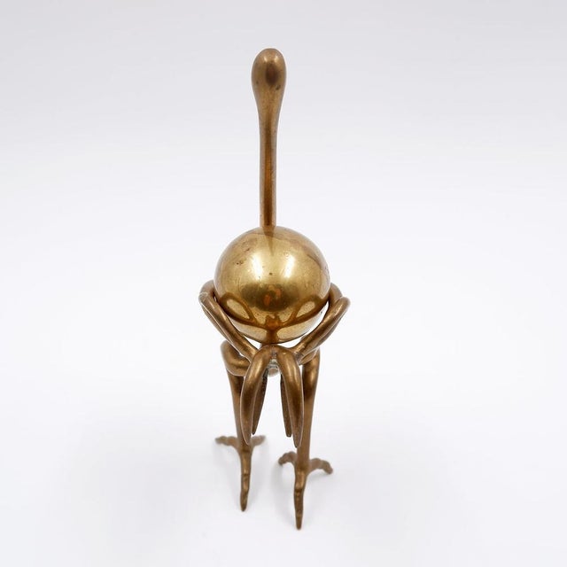 Brass Ostrich Sculpture with Egg, 1970s For Sale - Image 3 of 14