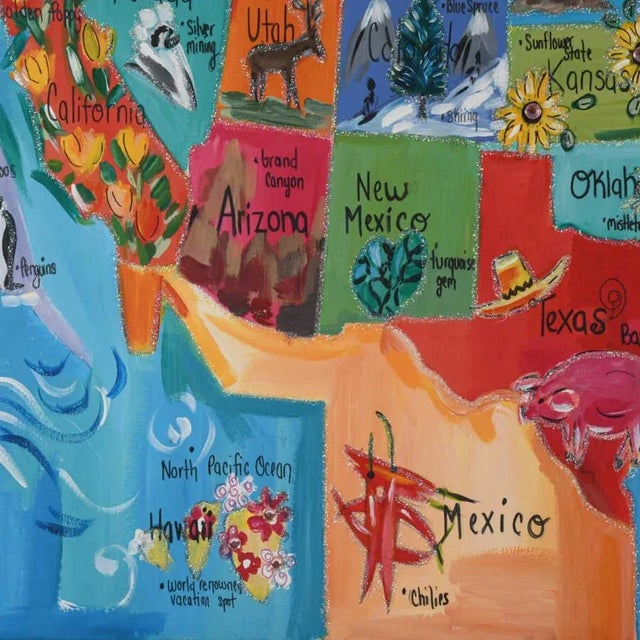 Liesl Long's Mixed Media "United States Map" Canvas Art Print For Sale - Image 4 of 18