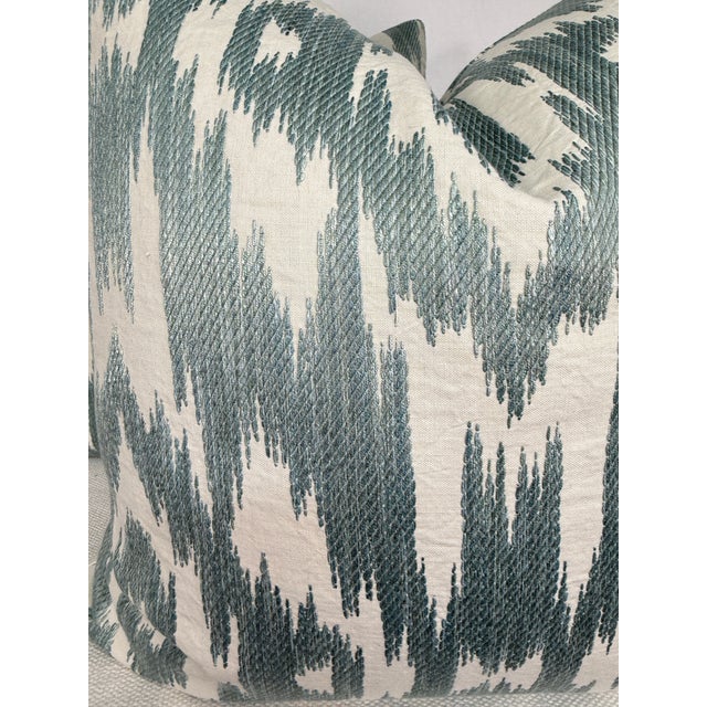 Transitional Schumacher "Dorset" in Mineral 22" Pillows-a Pair For Sale - Image 3 of 3