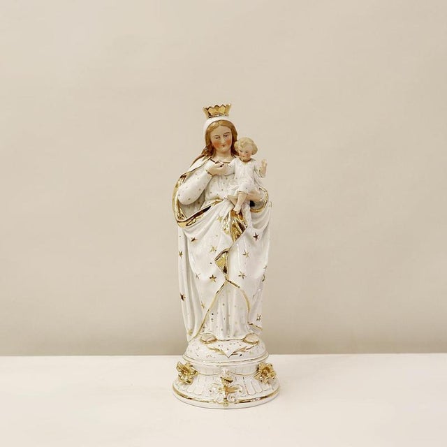 Porcelain Virgin Mary with Child Christ, 19th Century For Sale - Image 14 of 14