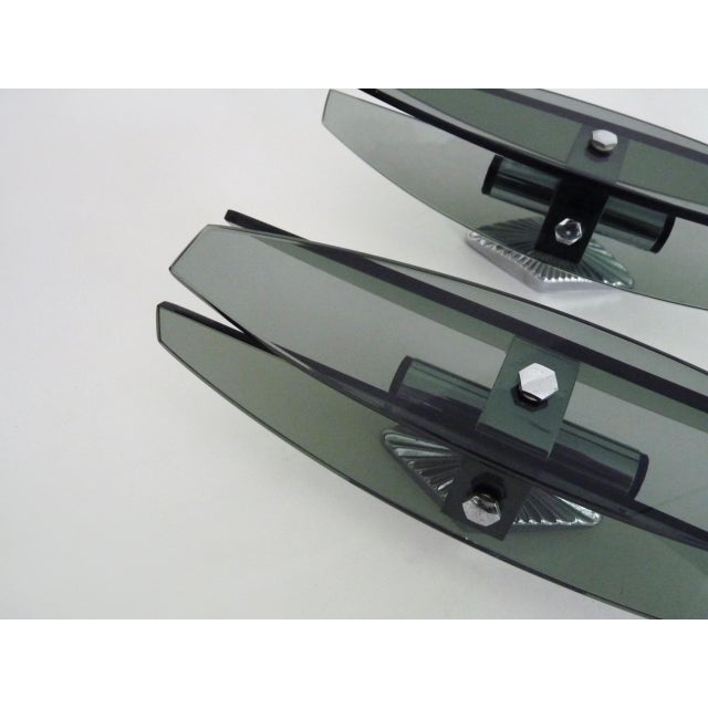 Vintage Italian Wall Lights in Smoked Glass and Chrome by Veca for Fontana Arte, 1970s, Set of 2 For Sale - Image 6 of 8