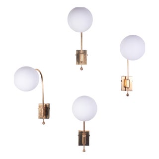 Brass Wall Lights in the style of Stilnovo, 1950s, Set of 4 For Sale