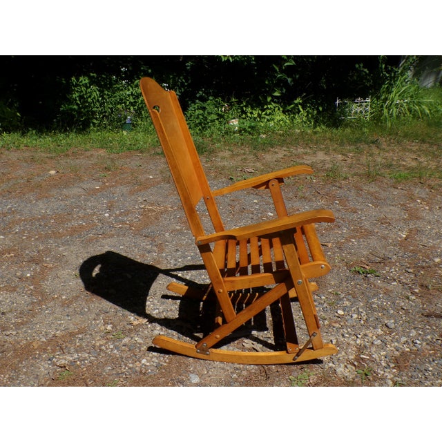 Vintage Mid Century Maple Folding Rocking Chair Rocker Clement MFG Canada For Sale - Image 9 of 18