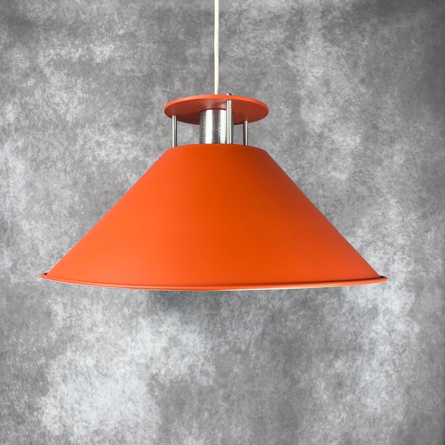 1980s Vintage Orange Hanging Lamps from Nordisk Solar, 1980s, Set of 2 For Sale - Image 5 of 11