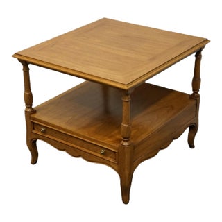Mount Airy Banded Pecan Country French Style 24" Accent End Table For Sale