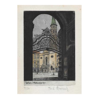 Antique Etching of St. Michaels Vienna For Sale