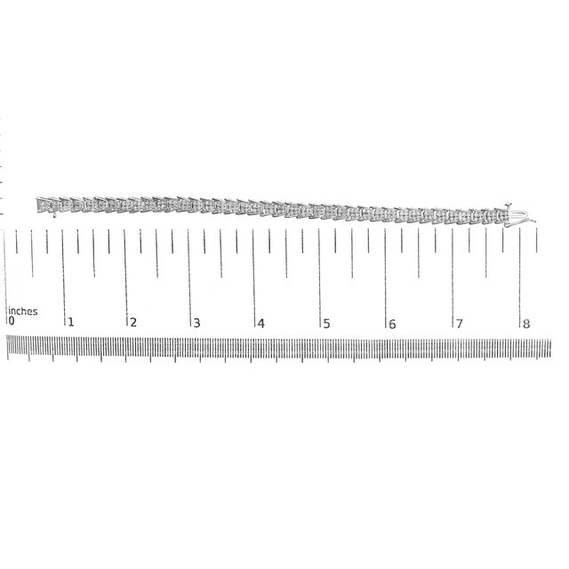 .925 Sterling Silver 2.0 Cttw Diamond Fan-Shaped Fancy Chevron Link Tennis Bracelet (I-J Color, I3 Clarity) - 7" For Sale In New York - Image 6 of 6