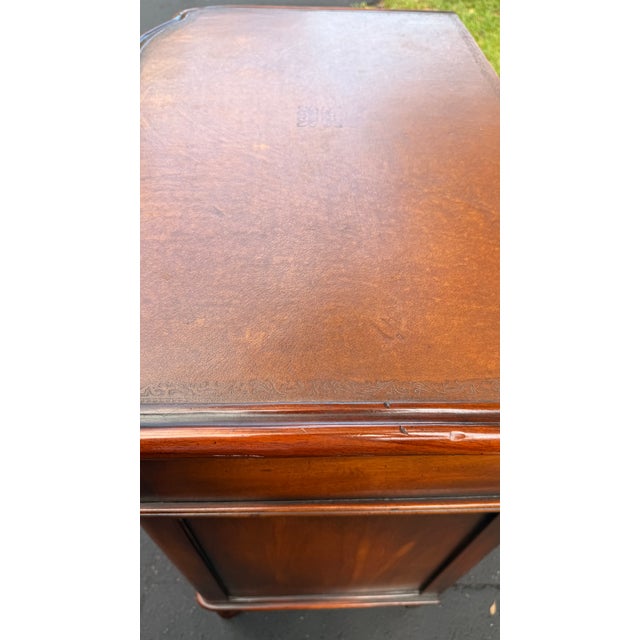 English Regency Faux Book Bar Cabinet, Attributed to Theodore Alexander, Hand-Tooled Leather Top For Sale - Image 17 of 17