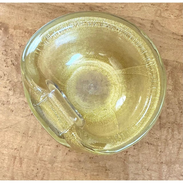 Vintage Murano Gold Flecked Glass Bowl For Sale In West Palm - Image 6 of 12