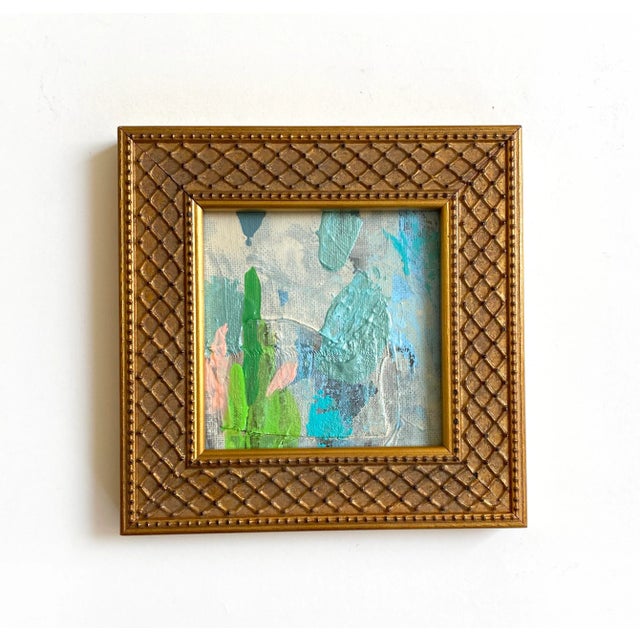Pair of Blue Framed Mini Paintings by Jessalin Beutler For Sale - Image 4 of 4