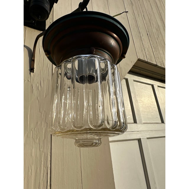 Old Lights On is pleased to offer this vintage copper flush mount fixture with vintage shade. It is rewired and ready to...