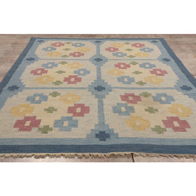 Vintage Swedish Rollakan Rug, 04'05 X 06'09 For Sale - Image 10 of 11