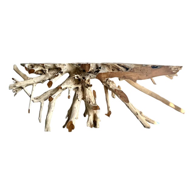 Vintage Boho Natural Root Console Table For Sale