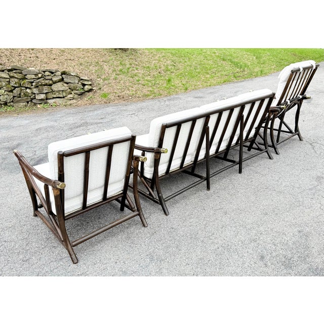 White 1960’s Boho Chic Coastal Ficks Reed / Far Horizons Style Bamboo Sofa & Lounge Chairs Set, Restored For Sale - Image 8 of 12