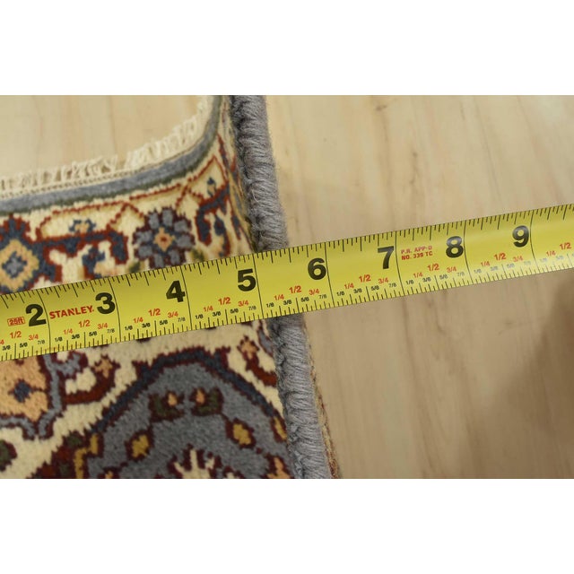 Heriz Runner 2’6” X 9’9” Blue Wool Tribal Hand-Knotted Oriental Carpet For Sale - Image 10 of 12