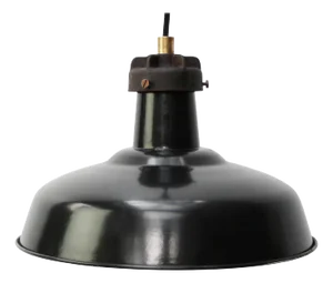 Vintage Factory Pendant Lamp in Black Enamel by Gal