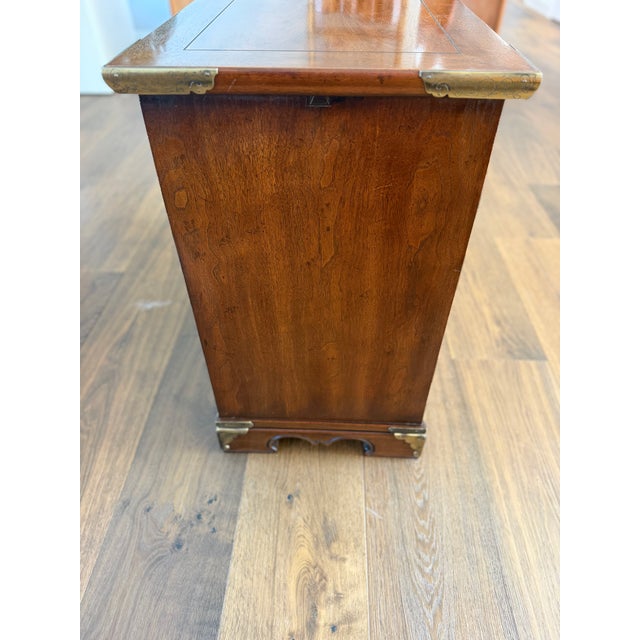 Henredon Scene One Chinoiserie Campaign Slide-Top Dry Bar Cabinet in Mahogany, Circa 1978, Attributed For Sale - Image 11 of 15