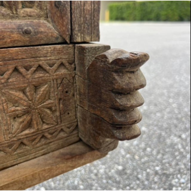 Brown Antique Indian Rolling Damchiya Dowry Chest First Image Antique Indian Rolling Damchiya Dowry Chest For Sale - Image 8 of 14