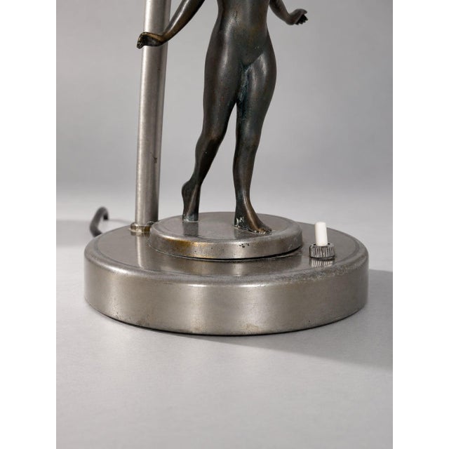 Swedish Modern Table Lamp in Grey-Patinated Brass, 1950 For Sale - Image 3 of 6