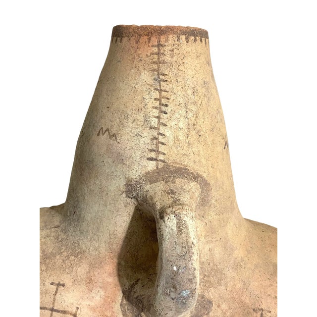 #4648 Moroccan Vintage Tuareg Terracota Clay Decorative Pot 19" H For Sale In New York - Image 6 of 12