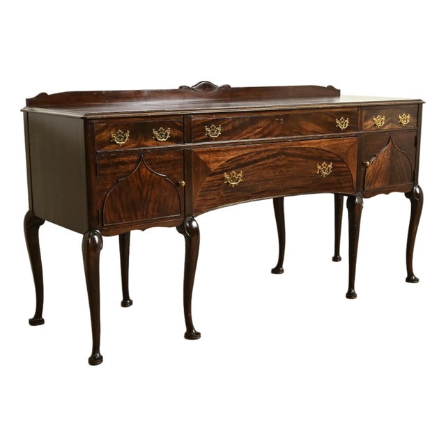 Limbert Antique Queen Anne Carved Mahogany Sideboard or Bar Cabinet, Circa 1920s For Sale