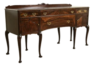 Limbert Antique Queen Anne Carved Mahogany Sideboard or Bar Cabinet, Circa 1920s