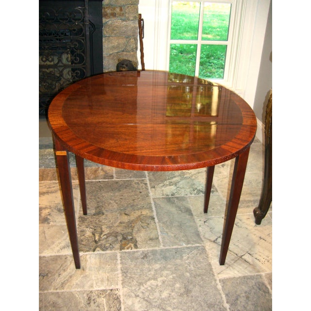 Wood 1950s Council Craftsman Inlaid Mahogany George III Federal, Hepplewhite,Pembroke Table For Sale - Image 7 of 10
