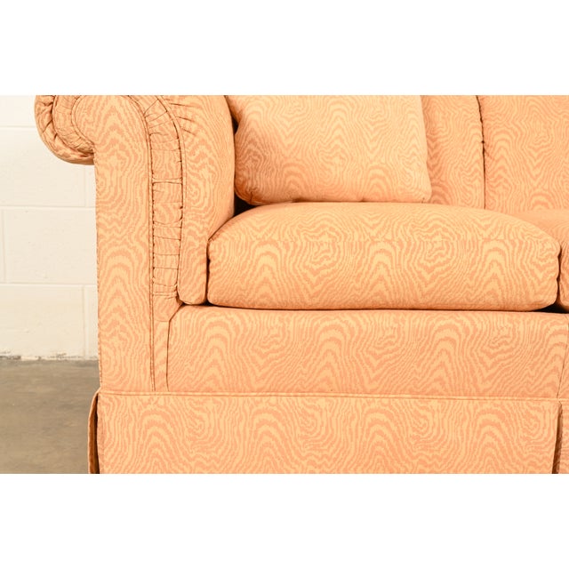 Peach Baker Furniture English Traditional Custom Upholstered Roll Arm Sofa For Sale - Image 8 of 15