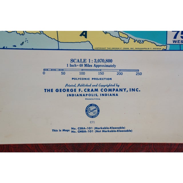 Mid 20th Century Mid Century Cram's Beginner's United States School Map Pull Down Classroom Map For Sale - Image 5 of 18