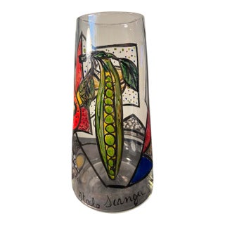 1987 Signed Italo Scanga Neo-Expressionist Hand-Painted Blown Glass Pilchuck Vase For Sale