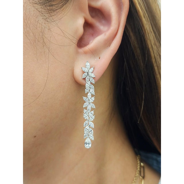 Modern 8.72 Ct Marquise Diamond Drop Earrings, Pair For Sale - Image 3 of 8