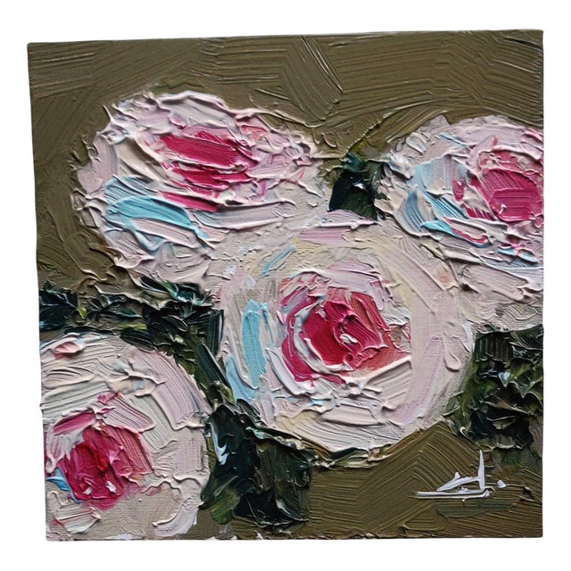 Vivek Mandalia, Pink Roses, Oil on Canvas For Sale