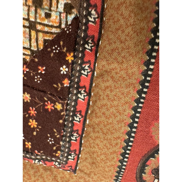Brown Vintage Traditional Americana Geometric Quilted Textile Art, Brown, Navy, Cream For Sale - Image 8 of 12