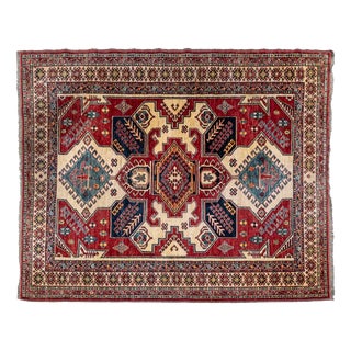Wool Rug with Caucasian Kazak Pattern For Sale